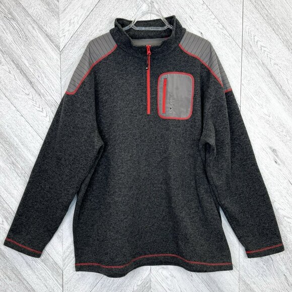 Polaris Pullover 1/4 Zip Sweater Mens Size XXL 2XL Gray Red Better Outdoor - Picture 1 of 4